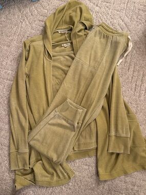 Olive Green Waffle Knit Hoodie & Jogger Set